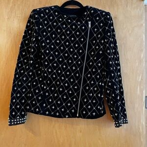 Zara Woman Midnight Velvet Jacket with pearls